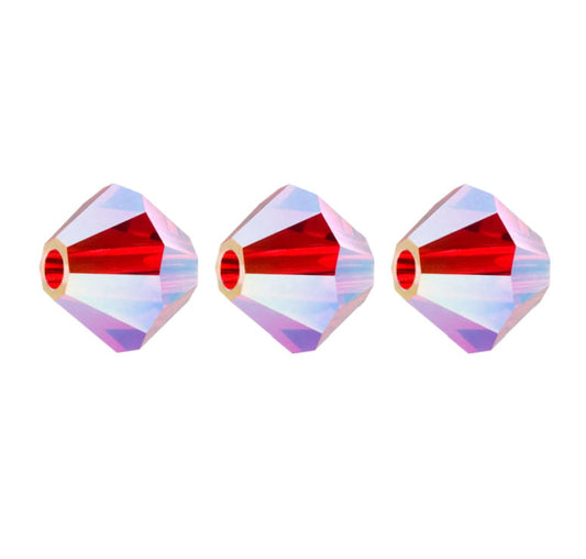 4mm Preciosa Bicones – Light Siam AB2X – Pack of 30
