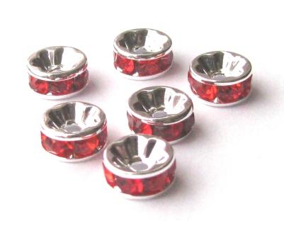 8mm Siam Crystal Rondelle – Pack of 6