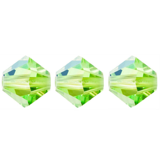 3mm Preciosa Bicones – Limecicle AB – Pack of 30