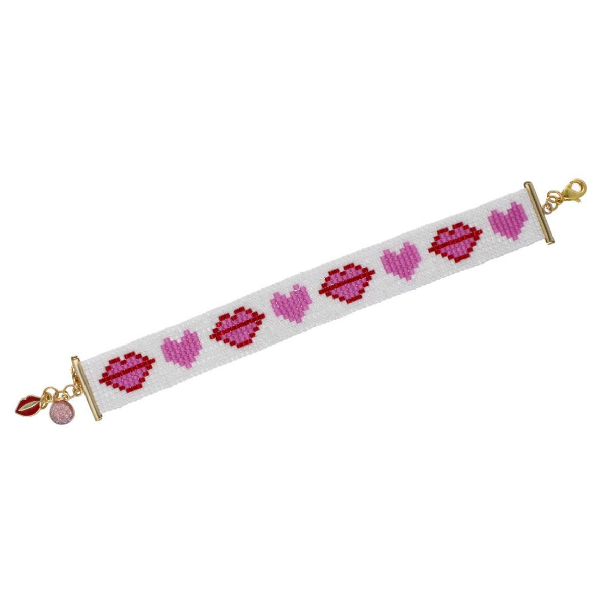 Hearts and Kisses Loom Bracelet Pattern by Leslie Pope - Instant Download or Printed Copy