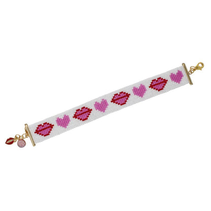 Hearts and Kisses Loom Bracelet Pattern by Leslie Pope - Instant Download or Printed Copy