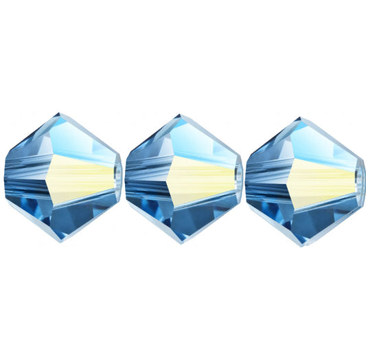 4mm Preciosa Bicones - Malibu Blue AB - Pack of 30