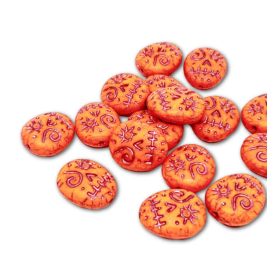 16x13mm Czech Glass Zombie Beads - Pack of 5 - Mango