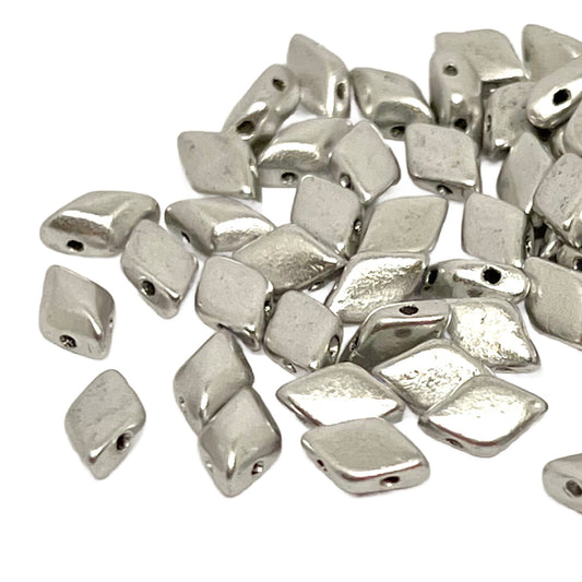 GemDuo 2-Hole 5x8mm – Matte Metallic Silver – 5g