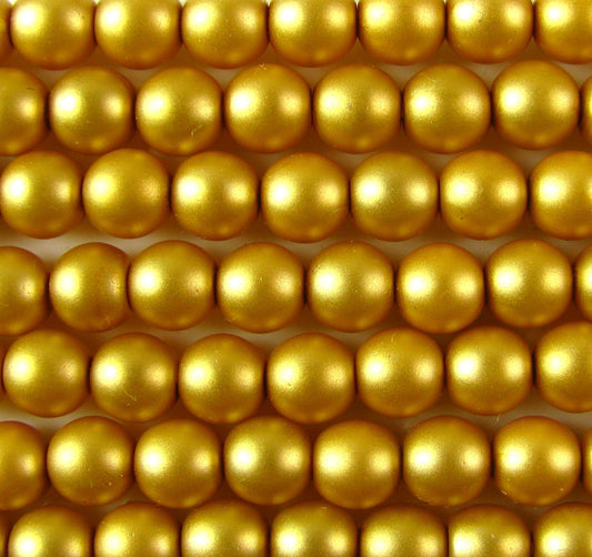 2mm Czech Round Glass Pearl Pack of 100 – 75686 – Frosted Gold