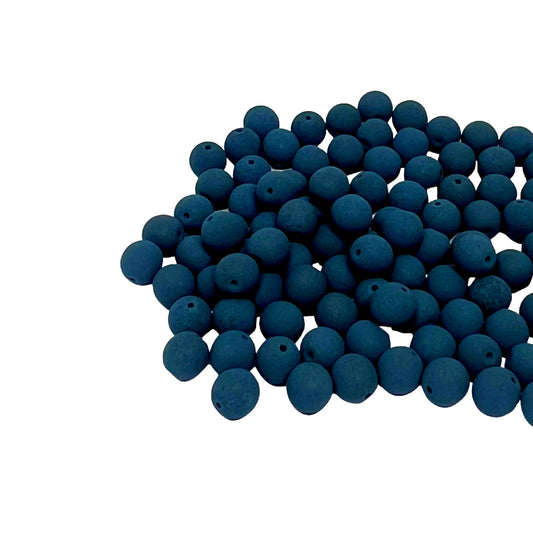 4mm Pressed Glass Round Beads - Pack of 100 - Matte Velvet Dark Teal