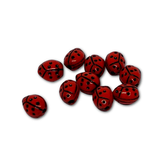 Czech Glass Mini Ladybird Beads – 7x5mm – Pack of 10