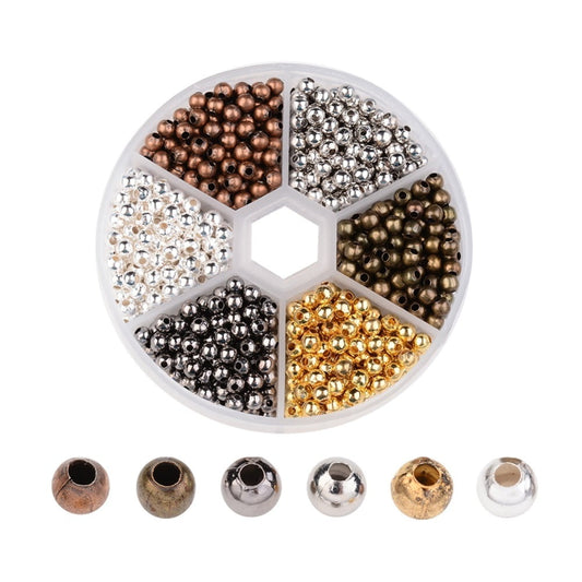 4mm Round Spacer Bead Pack – Mix of 6 Finishes – 948 Beads