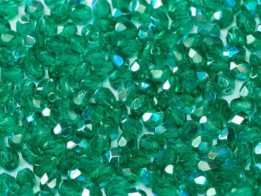 4mm Czech Fire Polish – 50720/28701 - Emerald AB x 100