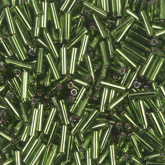 6mm Miyuki Bugle Beads 10g – Silver Lined Olive - 0026