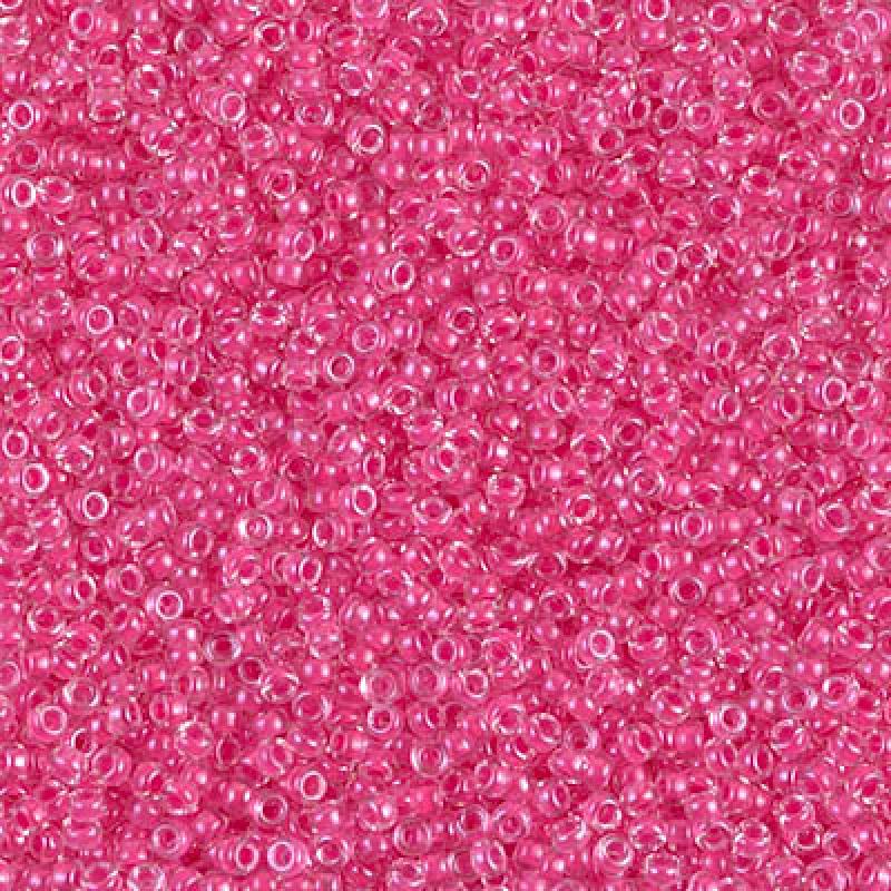 11/0 Miyuki Seed Beads - 25g Bag – Carnation Pink Lined Crystal - Colour 208