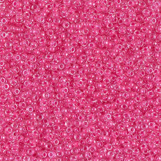 11/0 Miyuki Seed Beads - 25g Bag – Carnation Pink Lined Crystal - Colour 208