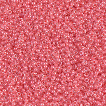 11/0 Miyuki Seed Beads - 25g Bag – Coral Lined Crystal - Colour 204