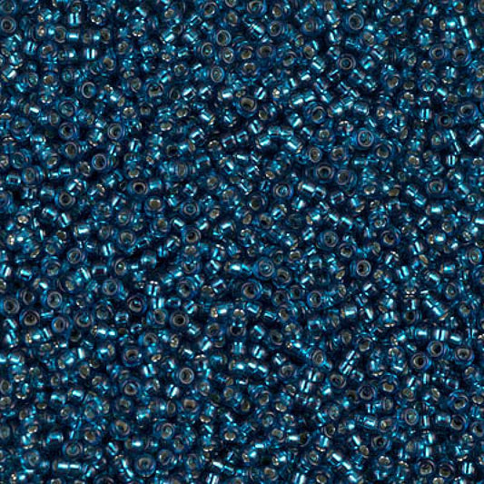 15/0 Miyuki Seed Beads - 5g Bag – Silver Lined Blue Zircon - Colour 1425