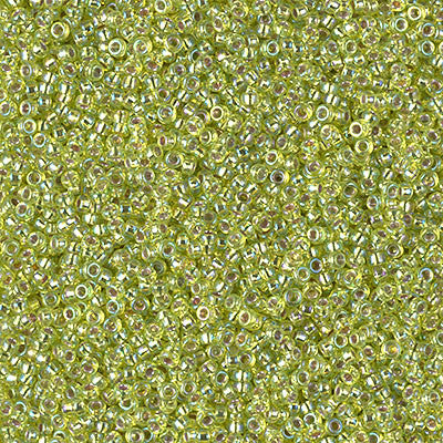 15/0 Miyuki Seed Beads - 5g Bag – Silver Lined Chartreuse AB - Colour 1014
