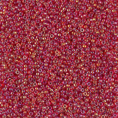 15/0 Miyuki Seed Beads - 5g Bag – Silver Lined Flame Red AB - Colour 1010