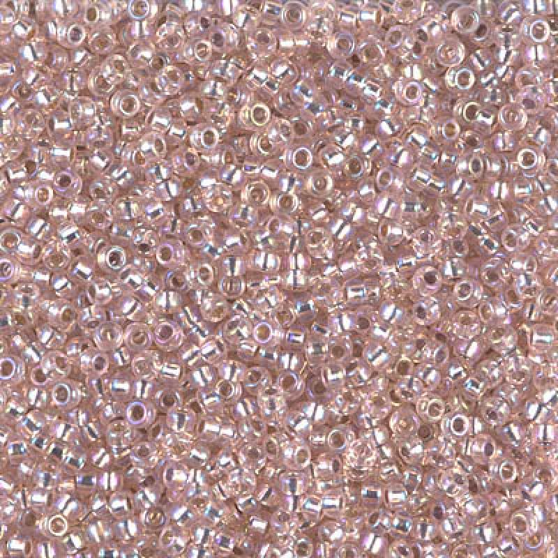 15/0 Miyuki Seed Beads - 5g Bag – Silver Lined Light Blush AB - Colour 1023