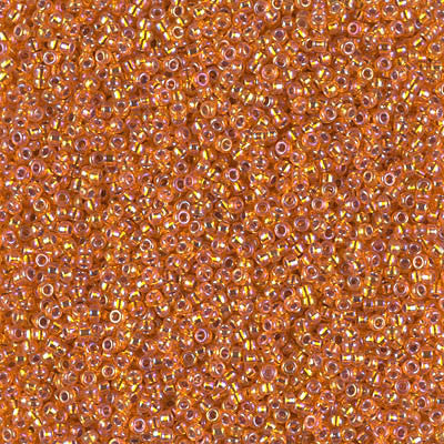 15/0 Miyuki Seed Beads - 5g Bag – Silver Lined Orange AB - Colour 1008