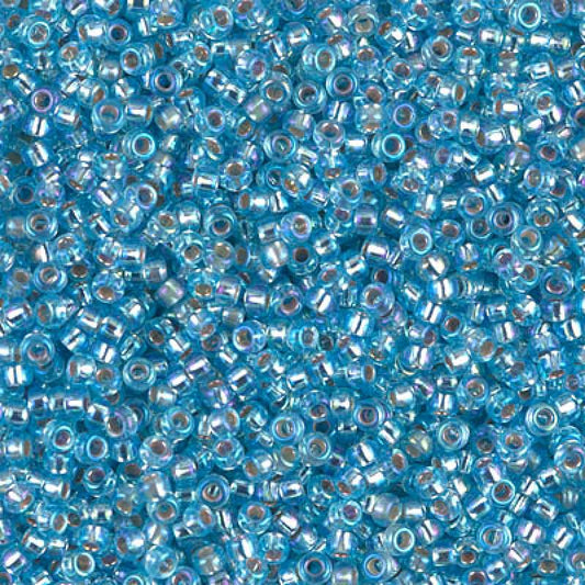 15/0 Miyuki Seed Beads - 5g Bag – Silver Lined Aqua AB - Colour 1018