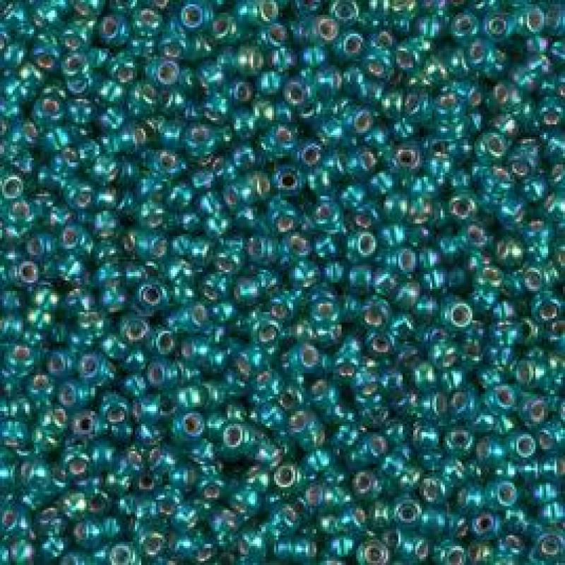 15/0 Miyuki Seed Beads - 5g Bag – Silver Lined Emerald AB - Colour 1017