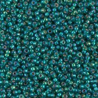 15/0 Miyuki Seed Beads - 5g Bag – Silver Lined Emerald AB - Colour 1017