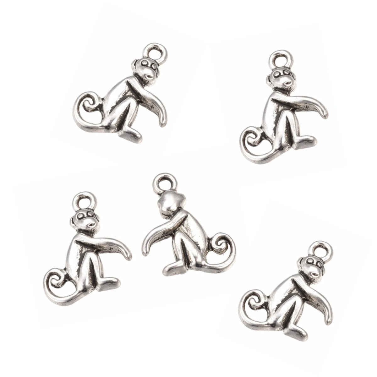 Antique Silver Monkey Charm 15x13mm – Pack of 5