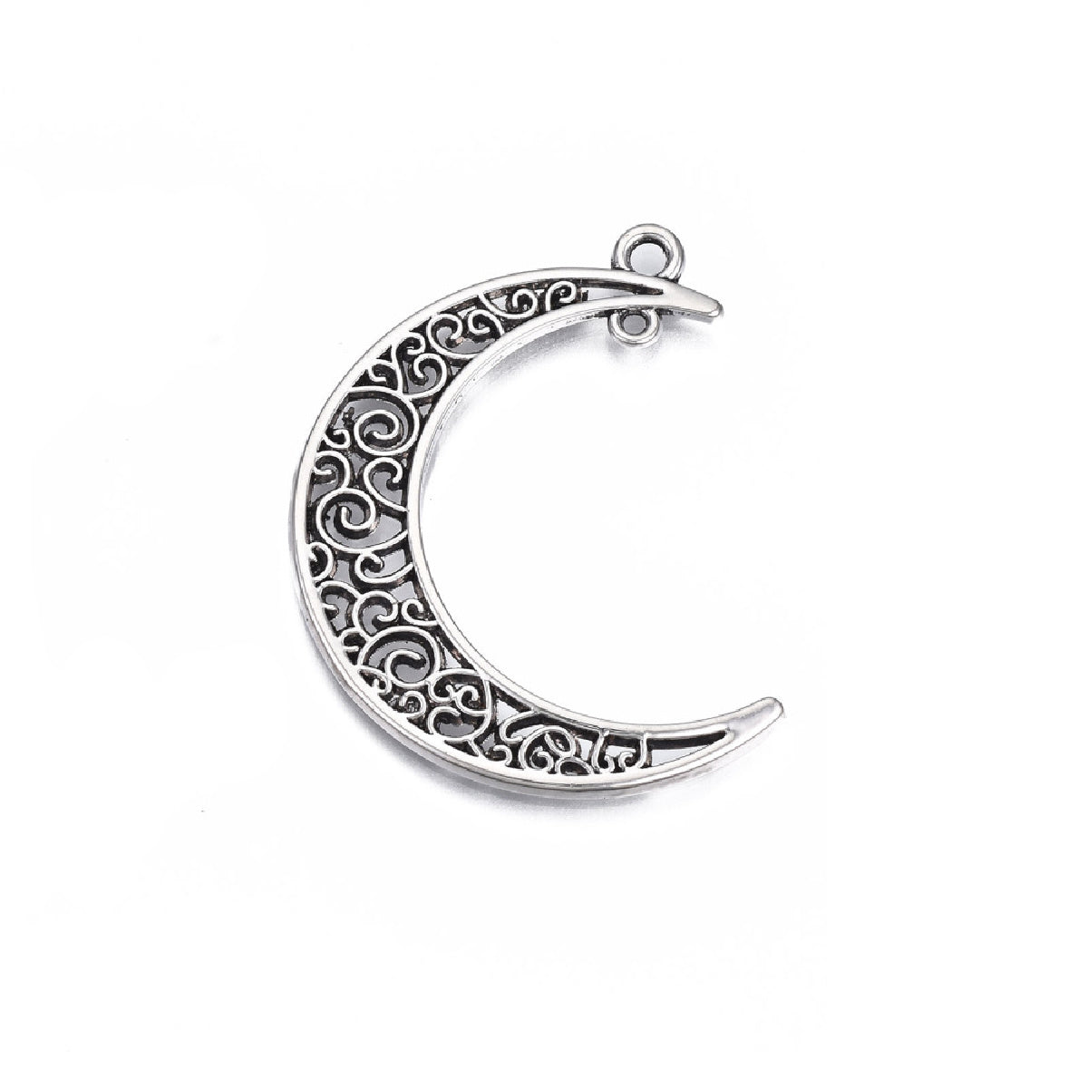 Antique Silver Moon Connector 40mm