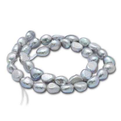 8-9mm Silver Grey Nugget Pearl Strand - Approx 36 Pearls