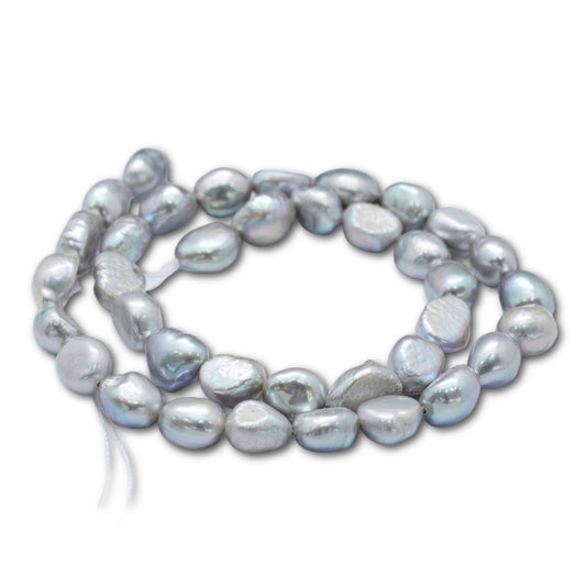 8-9mm Silver Grey Nugget Pearl Strand - Approx 36 Pearls