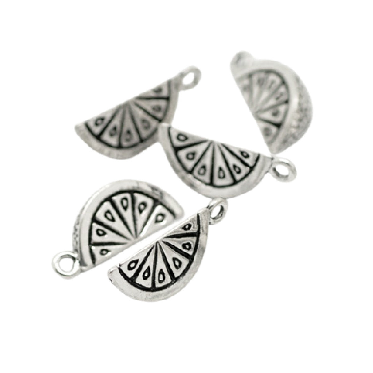 Antique Silver Orange Slice Charms 19x8mm – Pack of 2