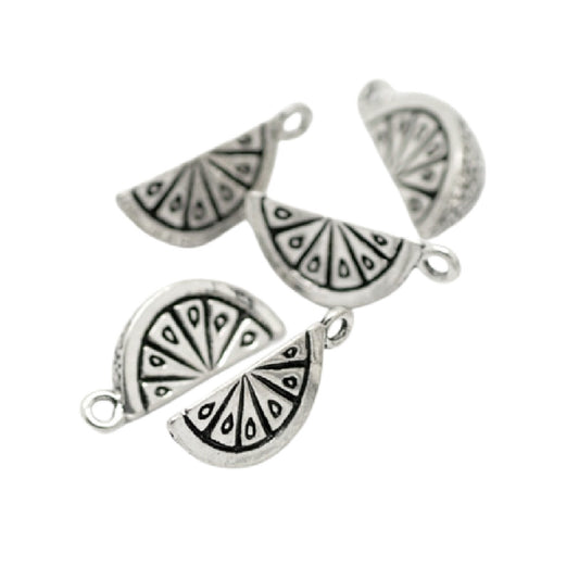 Antique Silver Orange Slice Charms 19x8mm – Pack of 2