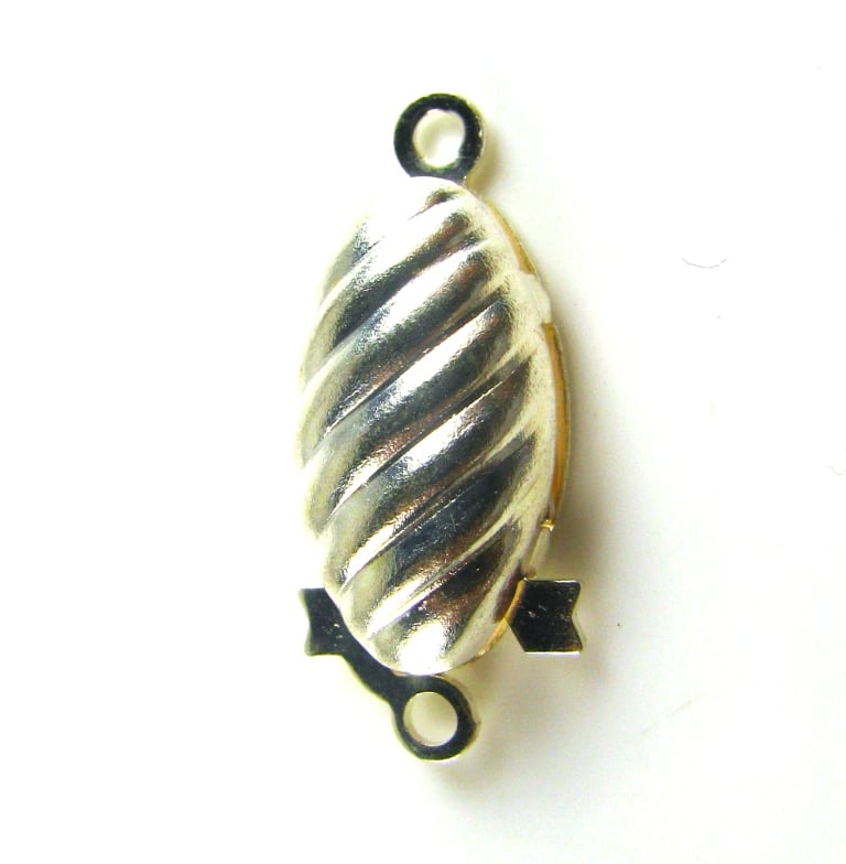 Silver Ridged Oval Box Clasp 23x8mm