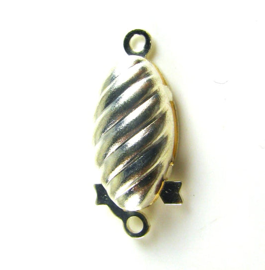 Silver Ridged Oval Box Clasp 23x8mm
