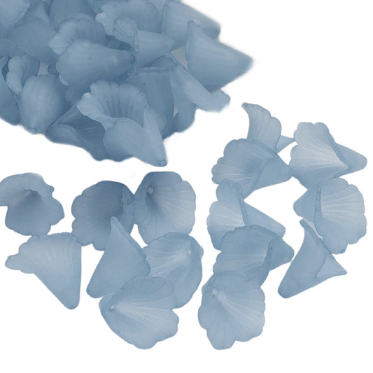 Lucite Trumpet Flower Beads - 18mm - Pack of 10 - Pale Blue