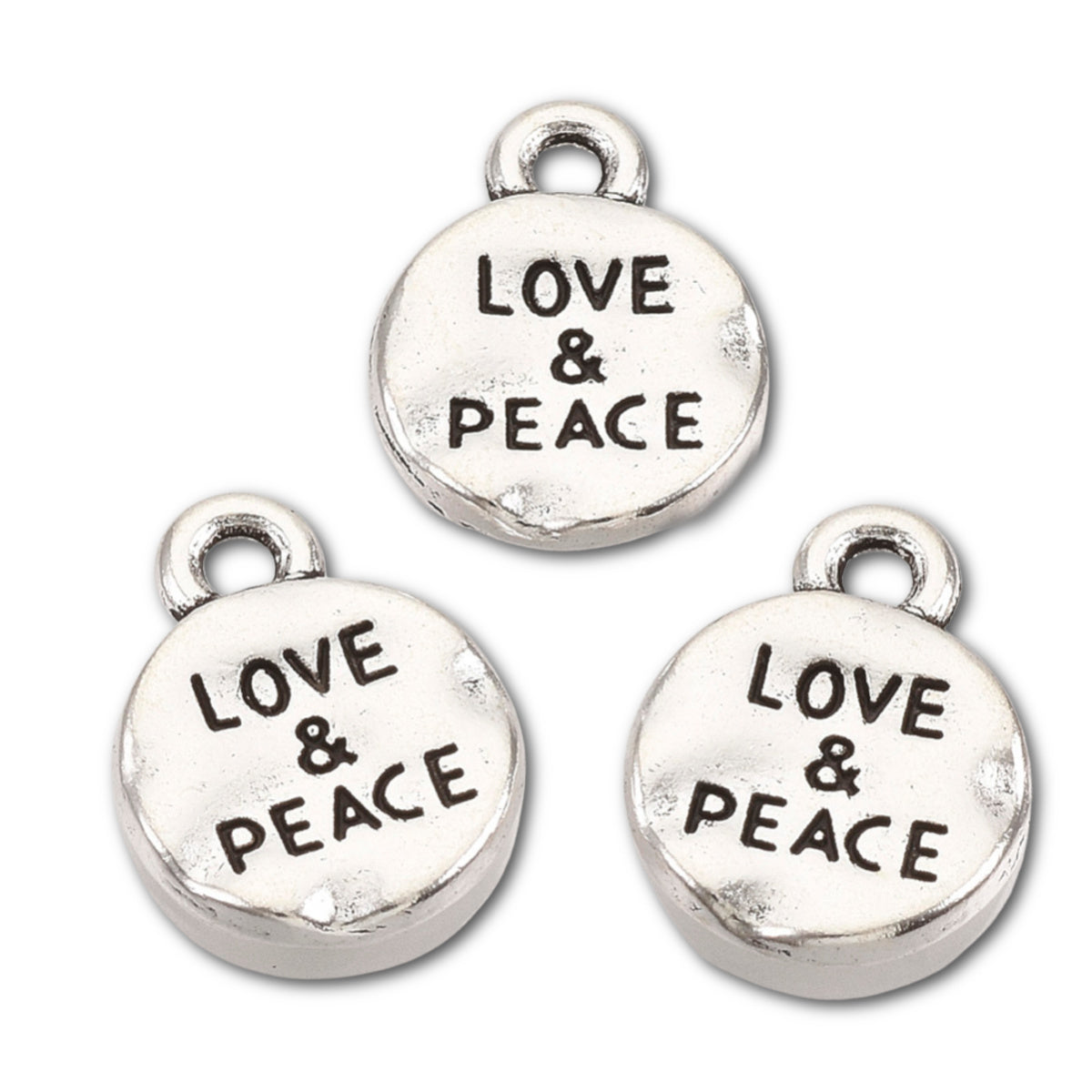 Antique Silver Love and Peace Charm 13x10mm - Pack of 3