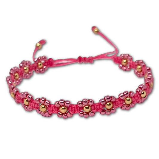Braided Macrame Flower Bracelet Kit - Sugar Pink