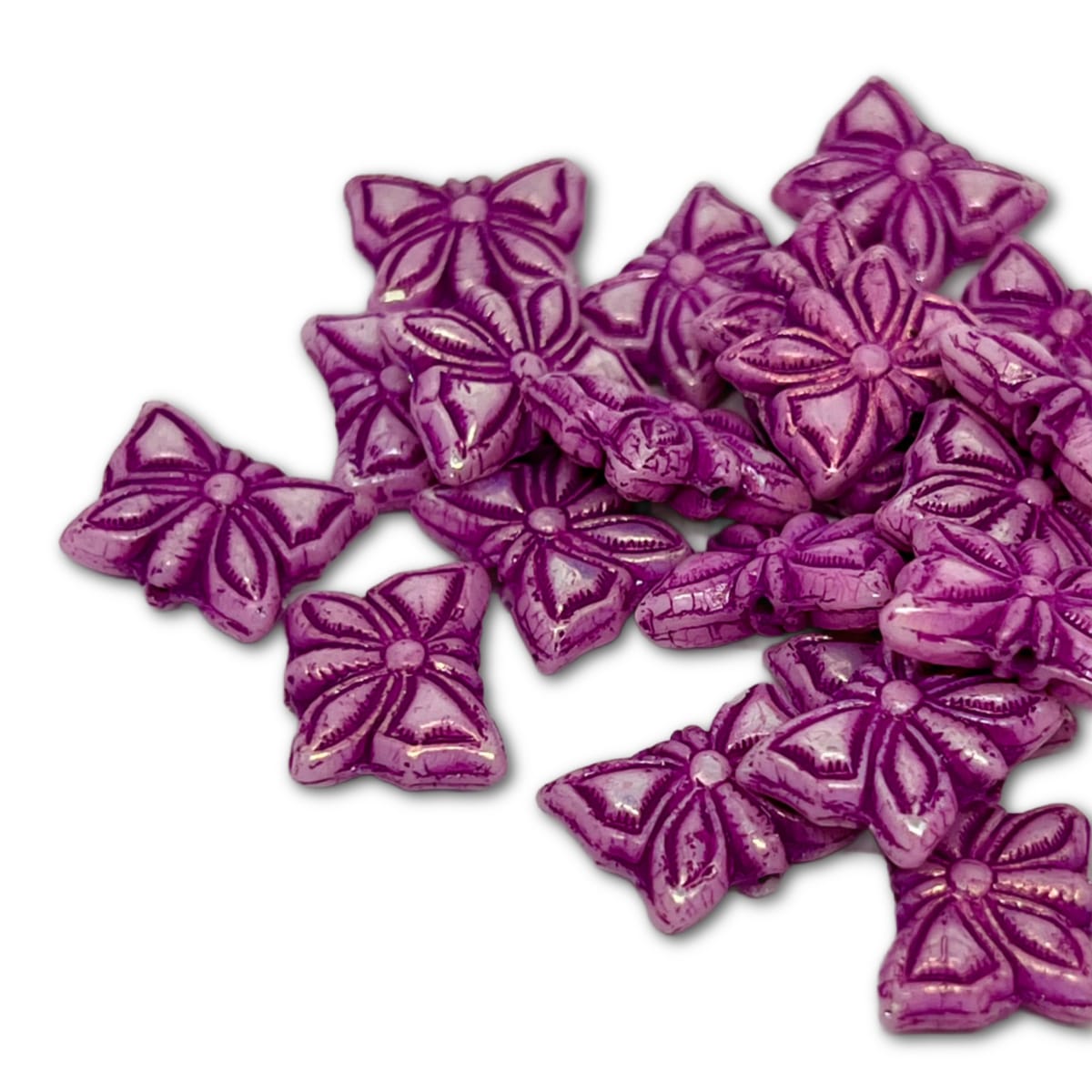 Czech Glass Butterfly Beads - 15x12mm - Violet AB - Pack of 1