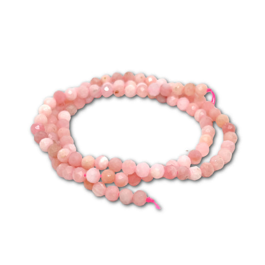 4mm Natural Pink Opal Faceted Gemstone Strand – Approx 95 beads