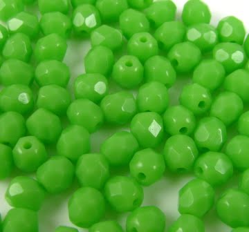 4mm Czech Fire Polish – 53200 – Opaque Green x 100