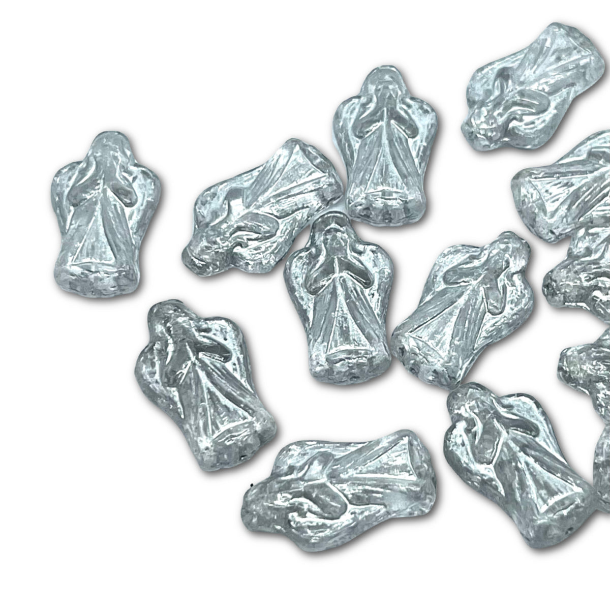 23x13mm Pressed Glass Angel Beads - Priced Per Piece