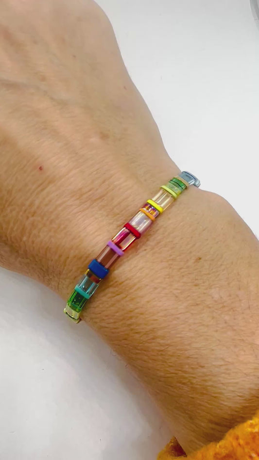 Beginner’s Brights Tila Bead Stretch Bracelet Kit