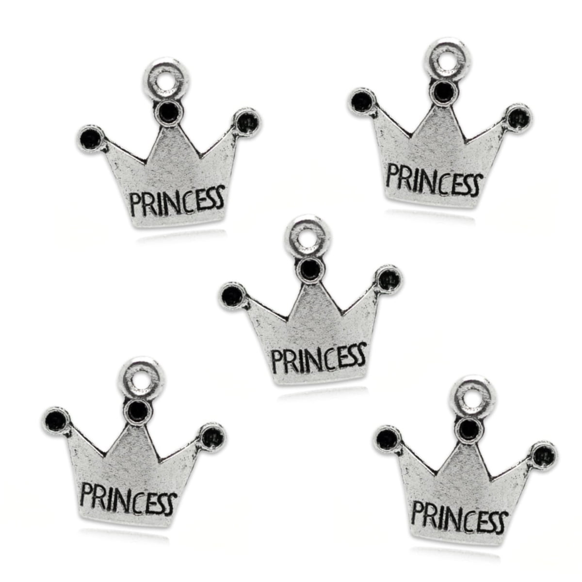 Silver Princess Crown Charm 19x17mm – Pack of 5