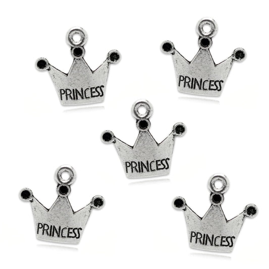 Silver Princess Crown Charm 19x17mm – Pack of 5