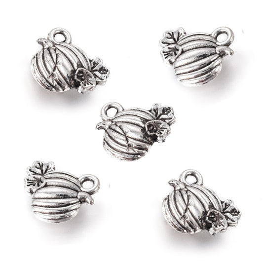 Silver Plated Mini Pumpkin Charms 11x10mm - Pack of 5