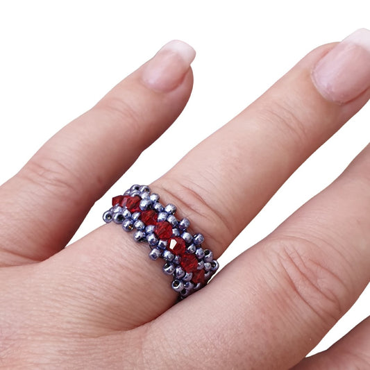 Debbie Kershaw Right Angle Weave Crystal Ring Pattern - Instant Download or Printed Copy