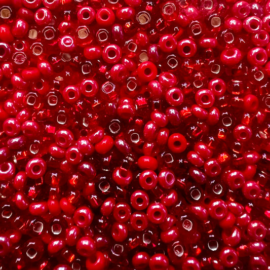 6/0 Preciosa Seed Bead Mix 25g Bag - Ruby Red Mix