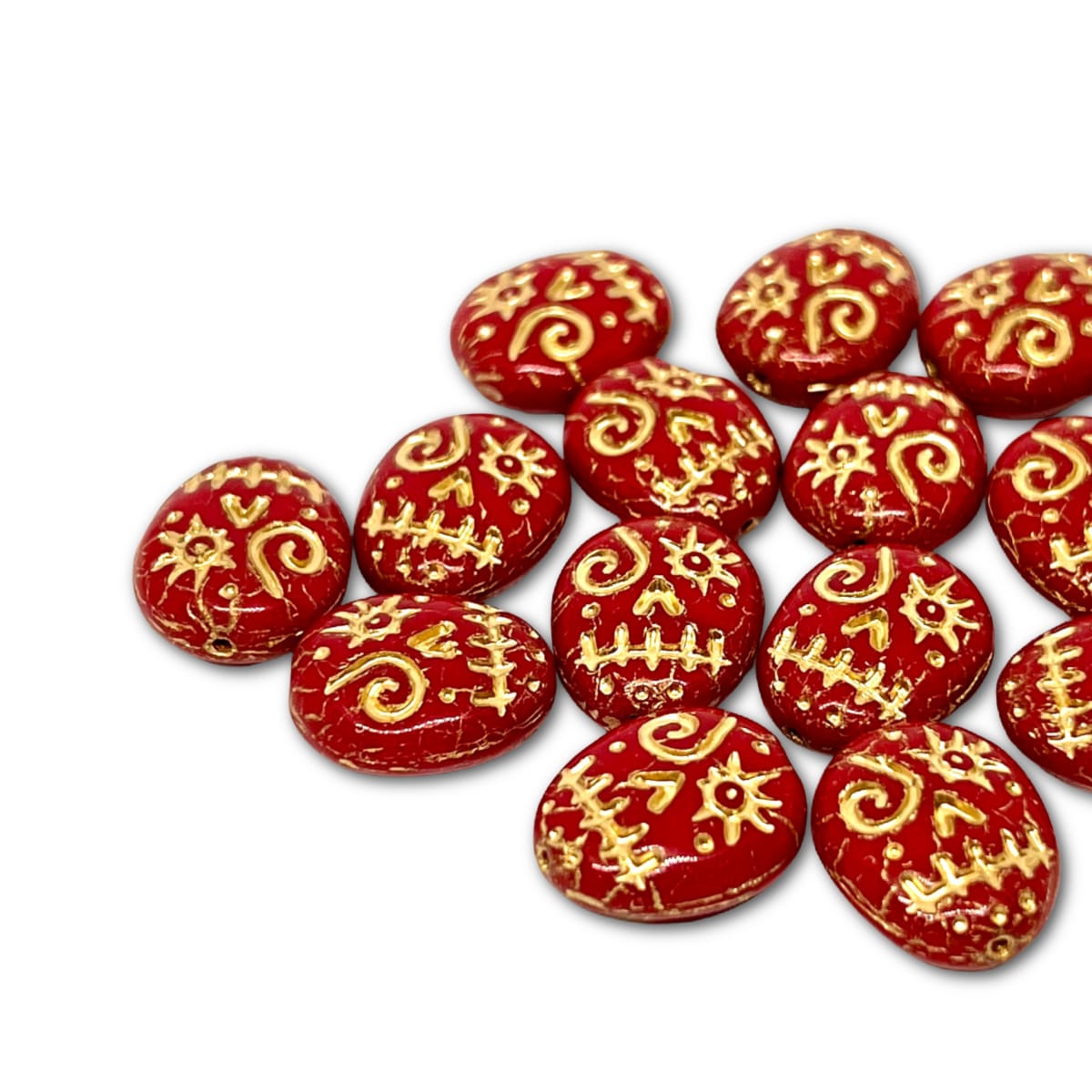 16x13mm Czech Glass Zombie Beads - Pack of 5 - Red