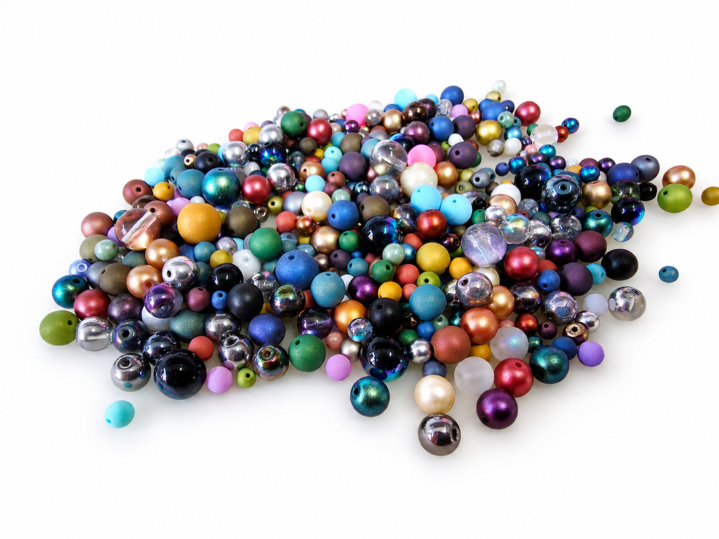 Assorted Glass Round Beads 3-8mm – Multi Mix – 25g