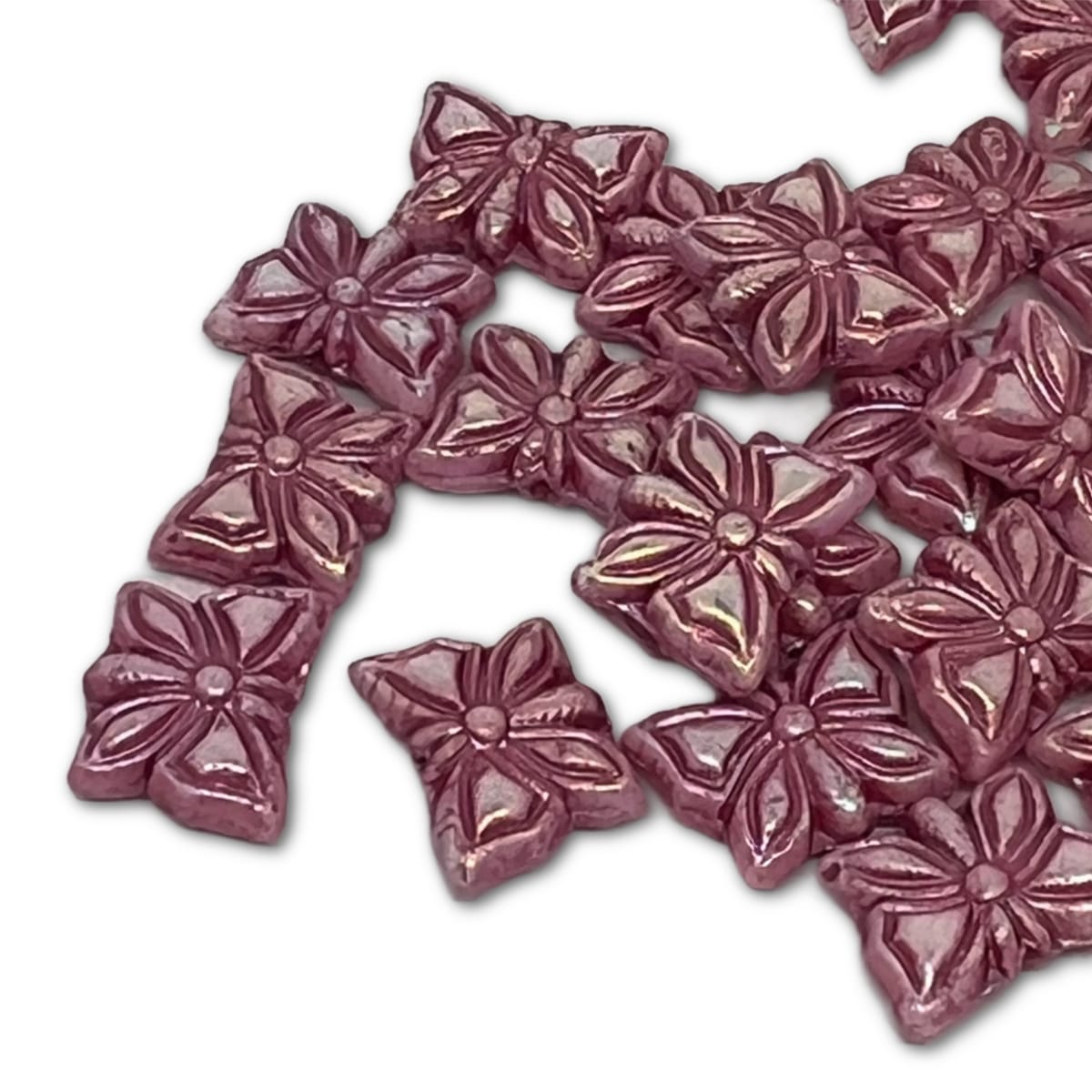 Czech Glass Butterfly Beads - 15x12mm - Rose Pink AB - Pack of 1