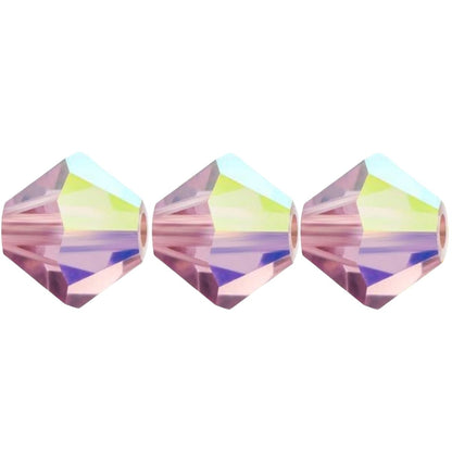4mm Preciosa Bicones - Rose Opal AB - Pack of 30